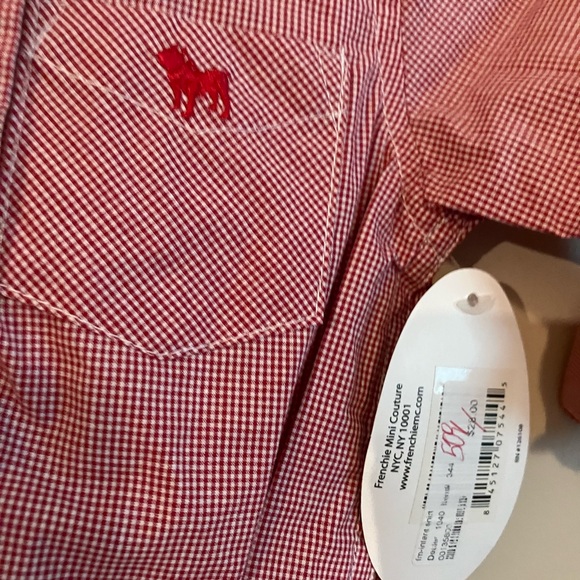 Frenchi Button Up Onesie Shirt Sz 6 months NWT Bulldog Georgia - Picture 2 of 2